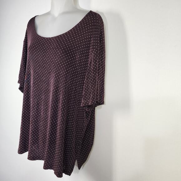 VTG Citiknits Womens Top Size 2X Slinky Stretch Polka Dots Brown Short Sleeve - Picture 5 of 9
